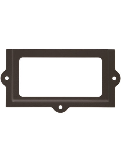 2 3/8 inch X 1 1/4 inch Stamped Brass Label Holder in Oil Rubbed Bronze.